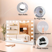 Tuocal Hollywood Vanity Mirror with Lights, 80×60cm Lighted Makeup Mirror with 18 Dimmable Led Bulbs, 3 Lighting Modes, USB Output Port Smart Touch Screen Control for Bedroom, Dressing Room