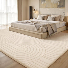 SWEES ラグマット カーペット275x370cm 約7畳 全厚約2cm 滑り止め付 洗える 防音 抗菌 防臭 3D 半円模様 ラグマット、リビングルーム用特大、防ダニ さらフワ触感 北欧 おしゃれ 簡単に掃除 洗濯機洗い可能 滑り止めショートパイルラグ カーペット マット 寝室用 オールシーズン対応 乳白色
