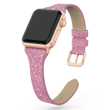 SWEES Shiny Bling Glitter Matte Slim Thin Elegant Genuine Leather Strap Compatible iWatch Apple Watch 38mm 40mm Series 5/4 /3/2 /1 Sport Edition Women