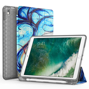 Swees Slim Full Body Protective Smart Cover Leather Case Rugged Shockproof with Stand Built-in Apple Pencil Holder for iPad Pro 10.5 inch- Dazzling Youth