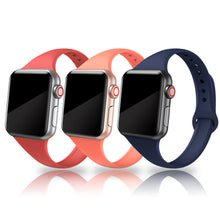 SWEES 3 Packs Narrow Soft Slim Small Sport Silicone Replacement Wristband for Apple Watch 38mm 40mm Series 5, Series 4, Series 3, Series 2 Series 1 Sport Edition Women Men