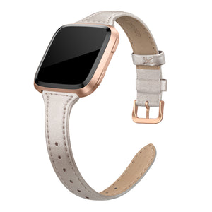 SWEES Leather Bands Compatible with Fitbit Versa 2 / Fitbit Versa Lite & SE/Fitbit Versa, Slim Thin Genuine Leather Replacement Strap for Versa Women (5.5" - 7.9")