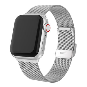 SWEES Stainless Steel Metal Small Large Thin Replacement Compatible for Apple Watch 42mm 44mm Series 5/4/3/2/1 Sport Edition Women Men, Silver