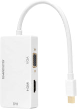 SWEES 3-in-1 Mini DisplayPort (Mini DP) Thunderbolt to HDMI/VGA/DVI Adapter Cable Converter Full HD 1080p for Apple Mac Book MacBook Pro MacBook Air Mac Mini