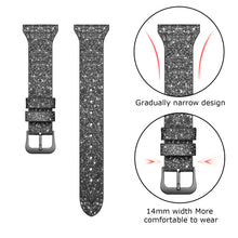 SWEES Shiny Bling Glitter Matte Slim Thin Elegant Genuine Leather Strap Compatible iWatch Apple Watch 38mm 40mm Series 5/4 /3/2 /1 Sport Edition Women