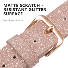 SWEES Shiny Bling Glitter Matte Slim Thin Elegant Genuine Leather Strap Compatible iWatch Apple Watch 38mm 40mm Series 5/4 /3/2 /1 Sport Edition Women