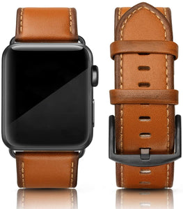 SWEES Leather Band Compatible for Apple Watch 42mm 44mm, Genuine Leather Replacement Strap Compatible with iWatch Series 5 4 3 2 1, Sports & Edition Men