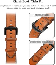 SWEES Leather Band Compatible for Apple Watch 42mm 44mm, Genuine Leather Replacement Strap Compatible with iWatch Series 5 4 3 2 1, Sports & Edition Men