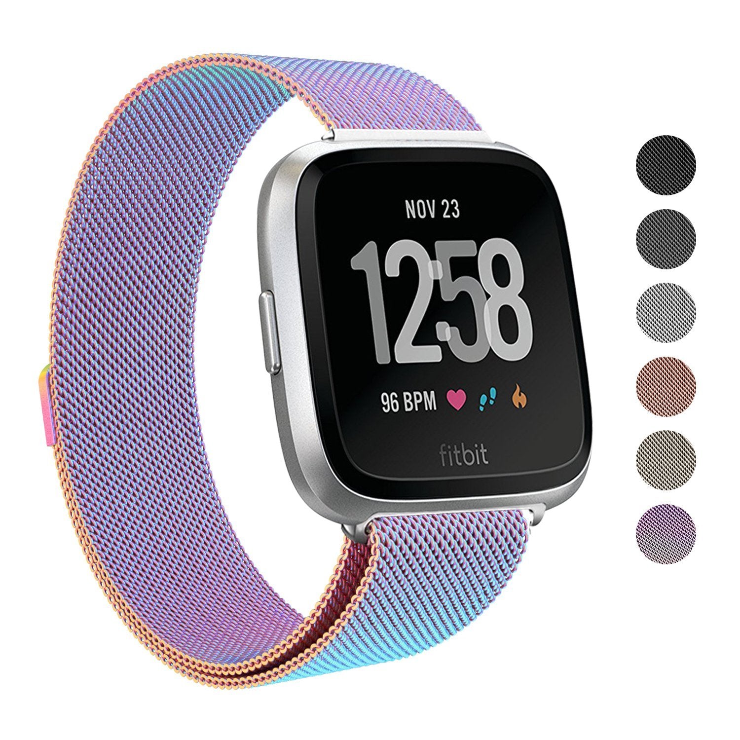 Fitbit Versa Stainless Steel Magnetic Milanese Replacement Band 5.5 SweesDirect