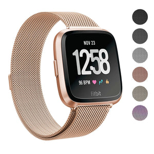 Fitbit Versa Stainless Steel Magnetic Milanese Replacement Band    5.7" – 9.2"