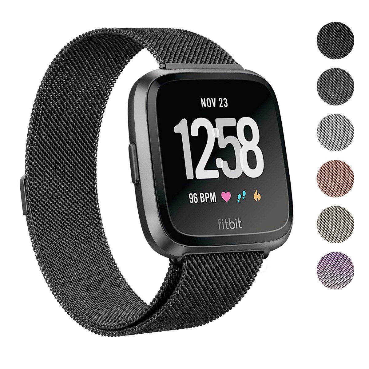 Fitbit Versa Stainless Steel Magnetic Milanese Replacement Band 5.5 SweesDirect