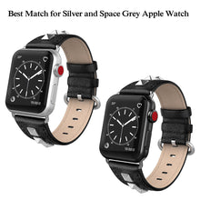 SWEES Genuine Leather Band Compatible for Apple Watch 38mm 40mm, Dressy Designer Bling Rivets Studs Bands Strap Compatible for iWatch Series 5, 4, 3, 2, 1, Sports & Edition Women, Black