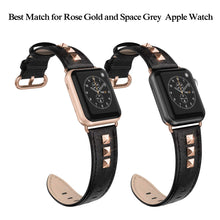 SWEES Genuine Leather Band Compatible for Apple Watch 38mm 40mm, Dressy Designer Bling Rivets Studs Bands Strap Compatible for iWatch Series 5, 4, 3, 2, 1, Sports & Edition Women, Black